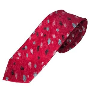 Vintage Christian Dior Monsieur Necktie‎ Mens Red Abstract Silk Dress Tie